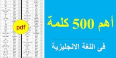 ✨ أهم 500 كلمة في اللغة الإنجليزية لجميع المستويات في ملف واحد (PDF)
